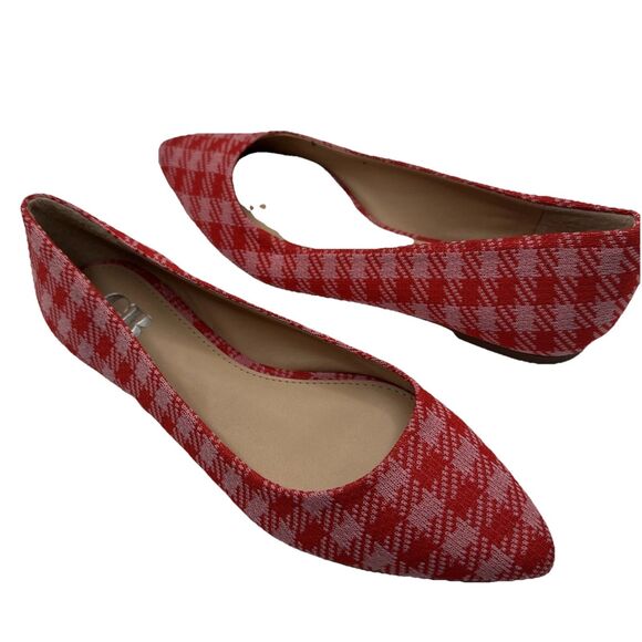 Gianni Binni Red Pink houndstooth ballet Flats Sz 6 - Picture 3 of 9